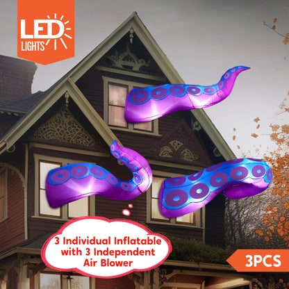 Joiedomi 3 Pcs Halloween Inflatables Octopus Tentacle Outdoor Window Decorations, Octopus Legs with Build-in LEDs, Halloween Front Door Window Roof Prop, Outdoor Holiday Blow up Decor for Garden Lawn 🍁 All In One Marketplace Canada