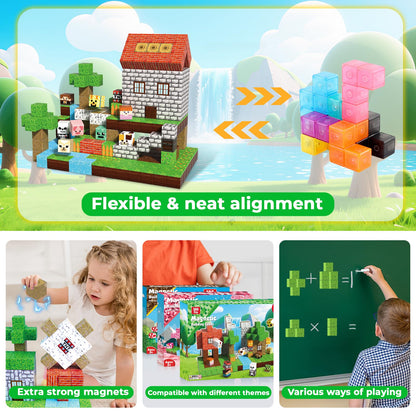 ToyUnited Magnetic Blocks 300 Pieces Build Mega Forest Castle, Cute Fun Magnetic Building Blocks Stacking Toys, Montessori Sensory Toy for Kids Aged 3+ 4 5 6 7 8 Years Old Boys Girls Gift Christmas 🍁 All In One Marketplace Canada