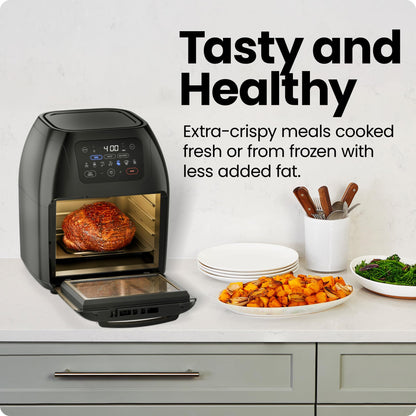 CHEFMAN Multifunctional Digital AirFryer+ Rotisserie,Dehydrator, Convection Oven17 Touch Screen Presets Fry,Roast,Dehydrate, Bake, XL 10L Family Size,Auto Shutoff,Large Easy-View Window Black,10 Quart Chefman