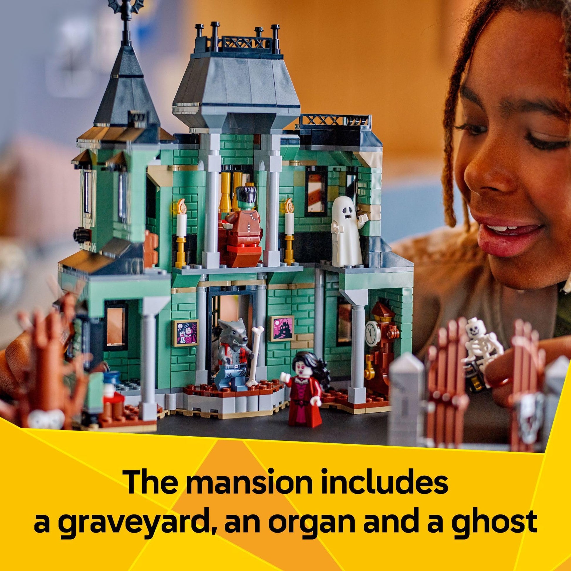 LEGO Creator 3 in 1 Haunted Mansion Building Toy for Kids - Halloween Building Blocks & Learning Toy for Girls & Boys, Ages 9+ - Build a Haunted House, Train, or Ship - Gift for Birthdays - 31167 LEGO