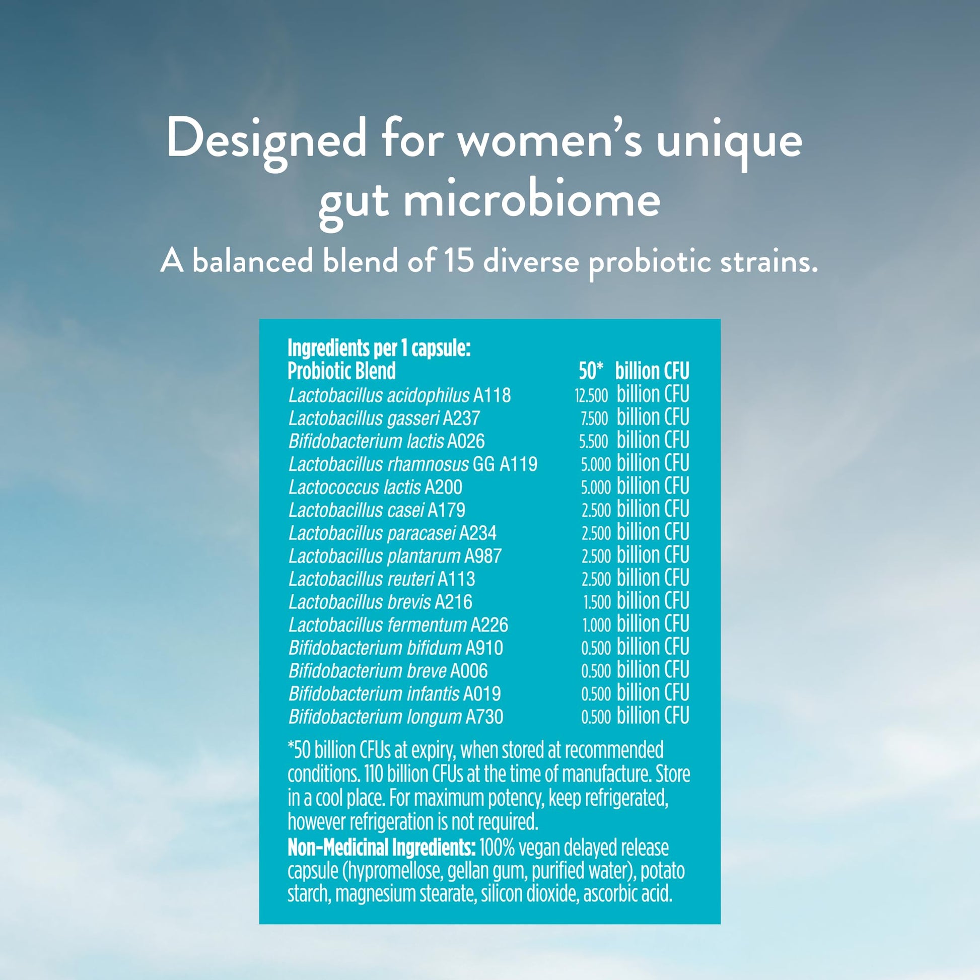 Genuine Health Advanced Gut Health Probiotic Women's Daily 50 Billion CFU - Healthy Digestion & Gut Flora Support - Women’s Probiotic - Vegan, Gluten-Free & Non-GMO - 30 Capsules (30 Servings) - Available at All In One Marketplace Canada