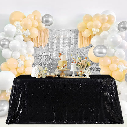 Nappe à sequins noirs SoarDream 90x156 pouces rectangulaire pour mariage, anniversaire, fête prénatale, remise de diplôme, décoration de table de fête d'Halloween en intérieur et en extérieur