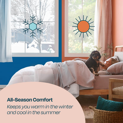 LINENSPA White Down Alternative Comforter and Duvet Insert - All-Season Comforter - Box Stitched Comforter - Bedding for Kids, Teens, and Adults - Queen