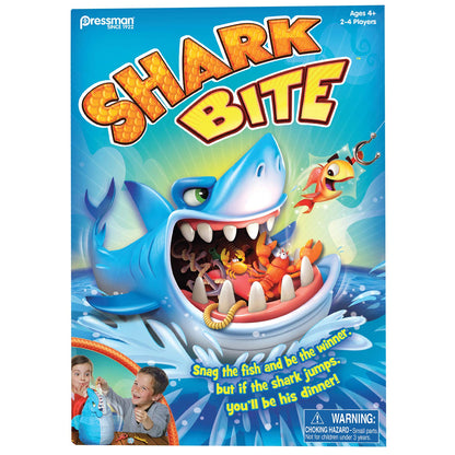 Pressman Shark Bite - Roll the Die and Fish for Colorful Sea Creatures Before the Shark Bites Game!, 5'' - Trilingual Pressman