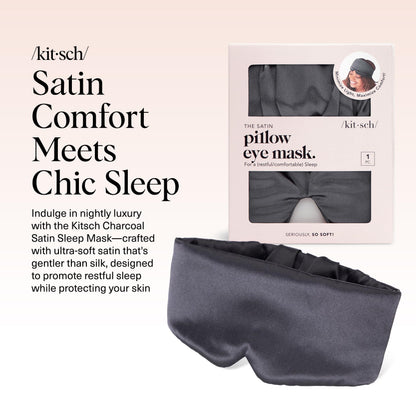 Kitsch Satin Sleep Mask - Eye Masks for Sleep, Softer Than Silk Satin Sleeping Mask Blindfold and Sleep Masks for Women and Men, Eye Care Travel Essentials - Charcoal Black - Available at All In One Marketplace Canada
