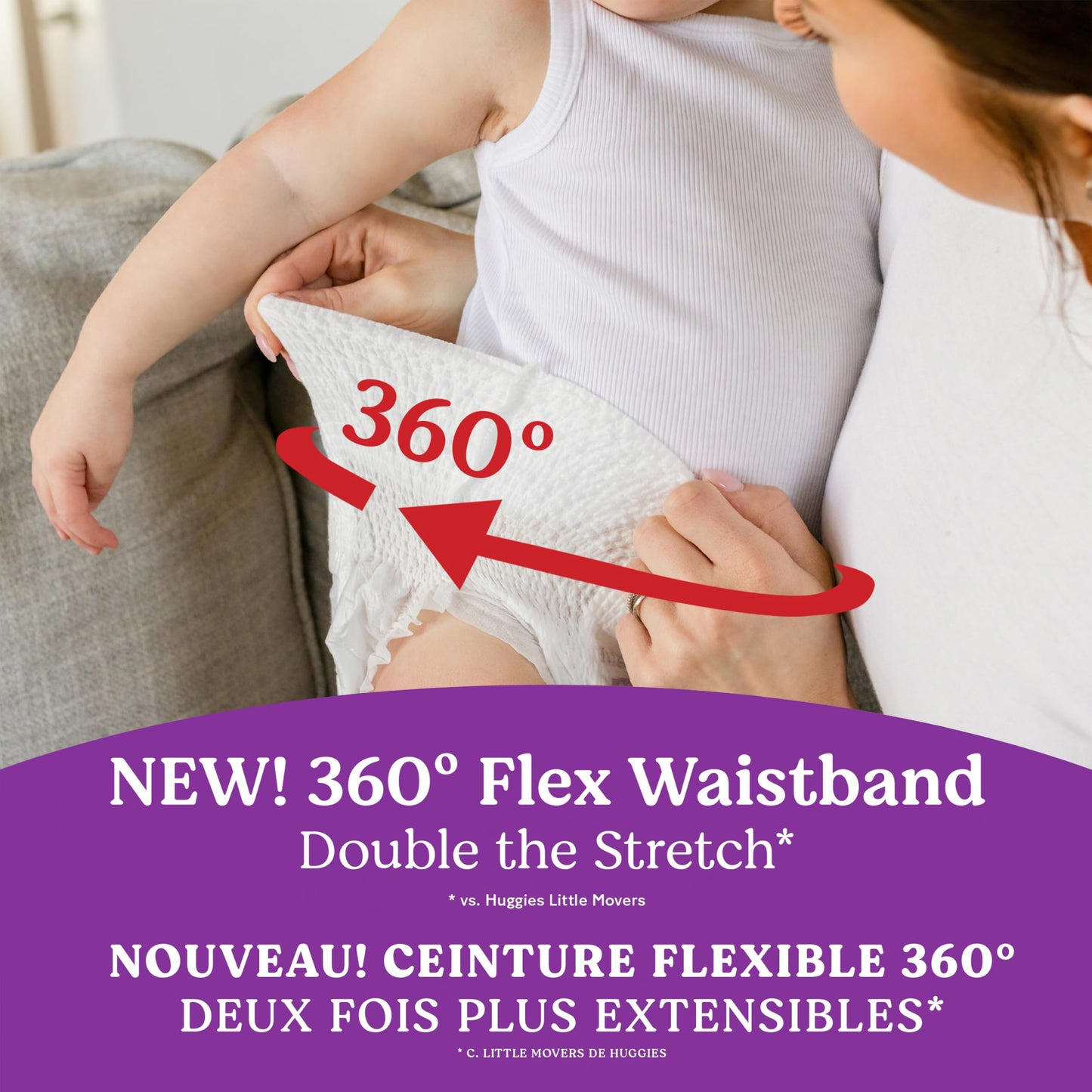Huggies Size 4 Baby Diapers, Little Movers HuggFit 360° Baby Diapers with 360° Waistband, Size 4 (22-37 lbs), 64 Count, Packaging May Vary