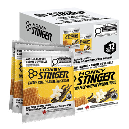 Honey Stinger Organic Vanilla Waffle | Energy Stroopwafel for Exercise, Endurance and Performance | Sports Nutrition for Home & Gym, Pre and Post Workout | 12 Waffles, 30g
