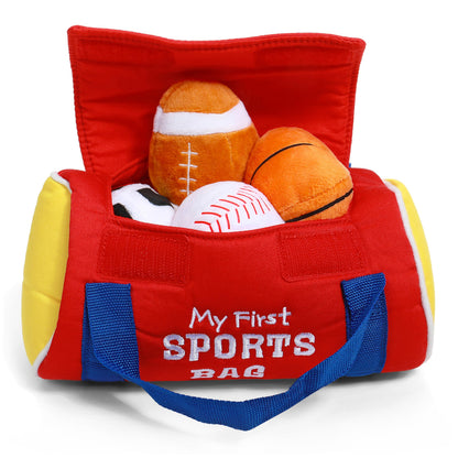 Baby GUND My First Sports Bag Stuffed Plush Playset, Baby Gift Toys for Boys and Girls Ages 1 & Up, 5 Piece, 8" GUND