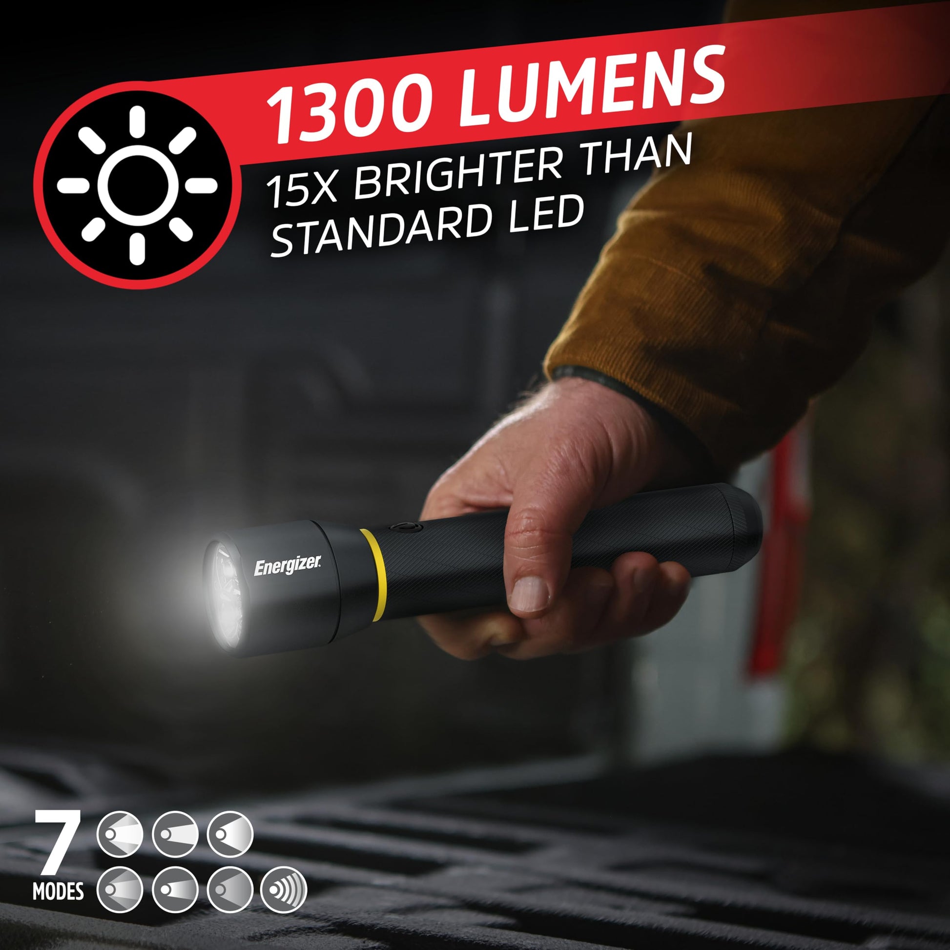 ENERGIZER LED Flashlight Vision PRO, Ultra Bright 1000+ Lumens, IPX4 Water Resistant, Aircraft-Grade Aluminum LED Light, Rugged Metal Flash Light for Outdoors, Emergency Power Outage, Black Energizer