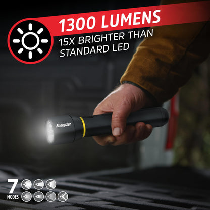 ENERGIZER LED Flashlight Vision PRO, Ultra Bright 1000+ Lumens, IPX4 Water Resistant, Aircraft-Grade Aluminum LED Light, Rugged Metal Flash Light for Outdoors, Emergency Power Outage, Black Energizer