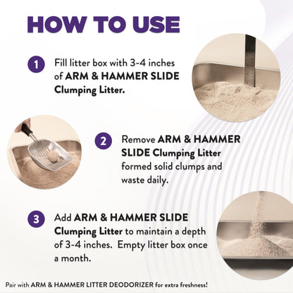Arm & Hammer Slide Clumping Cat Litter, Multi-Cat Clay, Effortless Clean, 7-Day Odour Control, Dust-Free, Low-Tracking, Rock-Hard Clumps, Baking Soda Power, 12.7 kg
