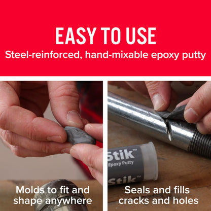 J-B Weld SteelStik, 1 Hour Cure, Steel Reinforced Epoxy Putty Stick - 2 Pack, Dark Grey (8267-2)