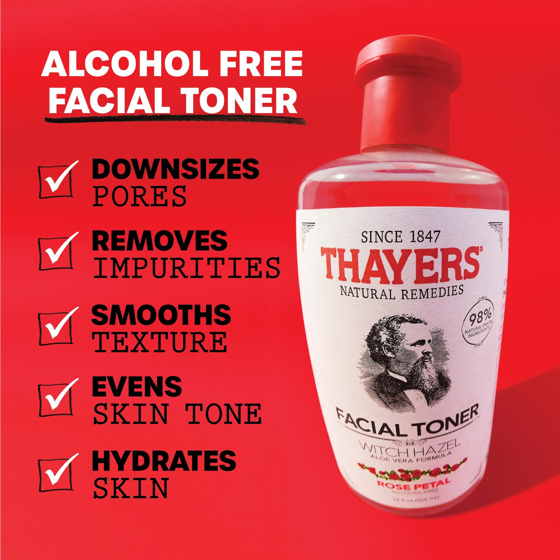Thayers Alcohol-Free Rose Petal Witch Hazel Facial Toner, Soothing and Hydrating, for All Skin Types, Including Sensitive, Alcohol Free, VALUE Duo Pack (2 x 355mL)