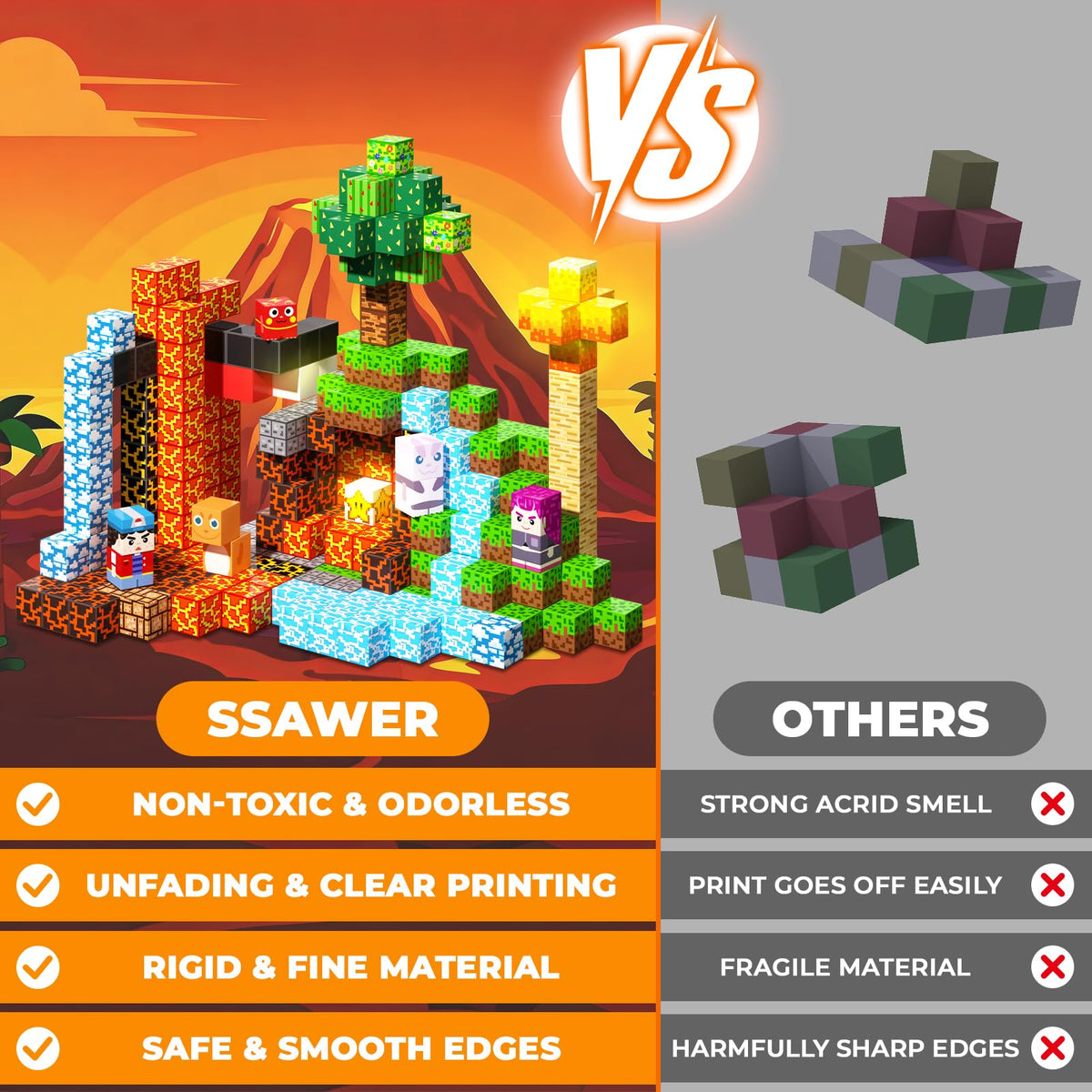 SSAWER Magnetic Blocks, 208PCS Light Up Building Cube Toys Gifts for Kids 🍁 All In One Marketplace Canada