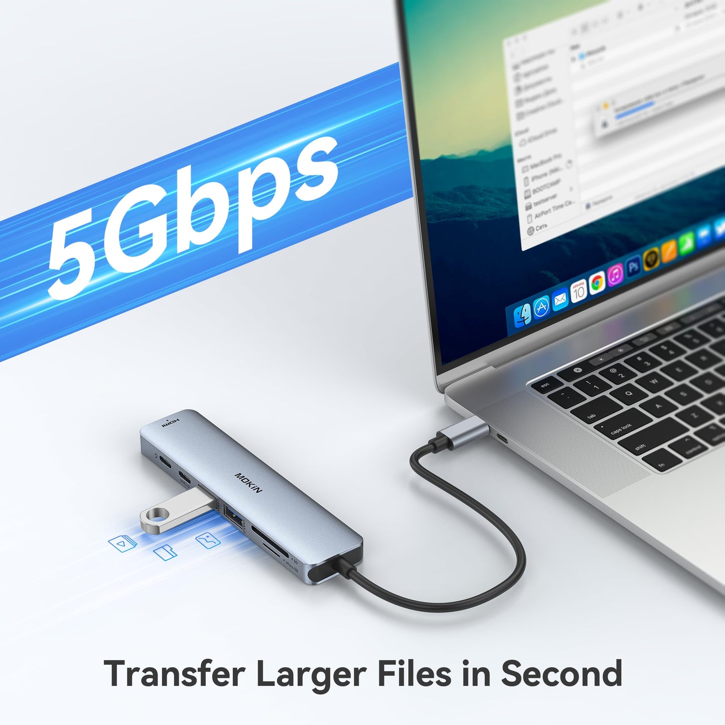USB C Hub HDMI Adapter for MacBook Pro/Air, MOKiN 7 in 1 USB C Dongle with HDMI, microSD/SD Card Reader, USB C Data Port,100W PD, and 2 USB 3.0 Compatible for MacBook Pro/Air, Dell XPS, Thinkpad.