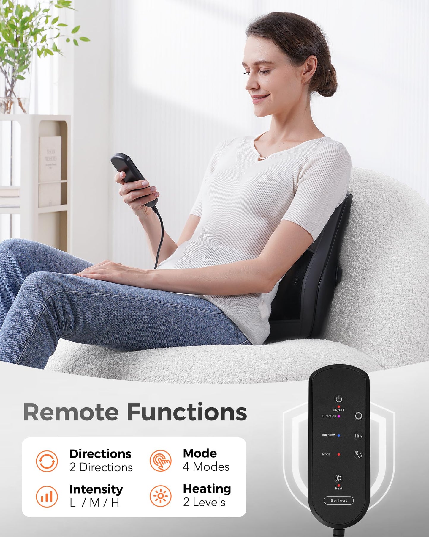 Boriwat Back Massager Neck Massager with Heat, Shiatsu Massage Pillow for Pain Relief, Massagers for Neck and Back, Shoulder, Leg, Gifts for Men Women Mom Dad, Stress Relax at Home Office and Car - Available at All In One Marketplace Canada