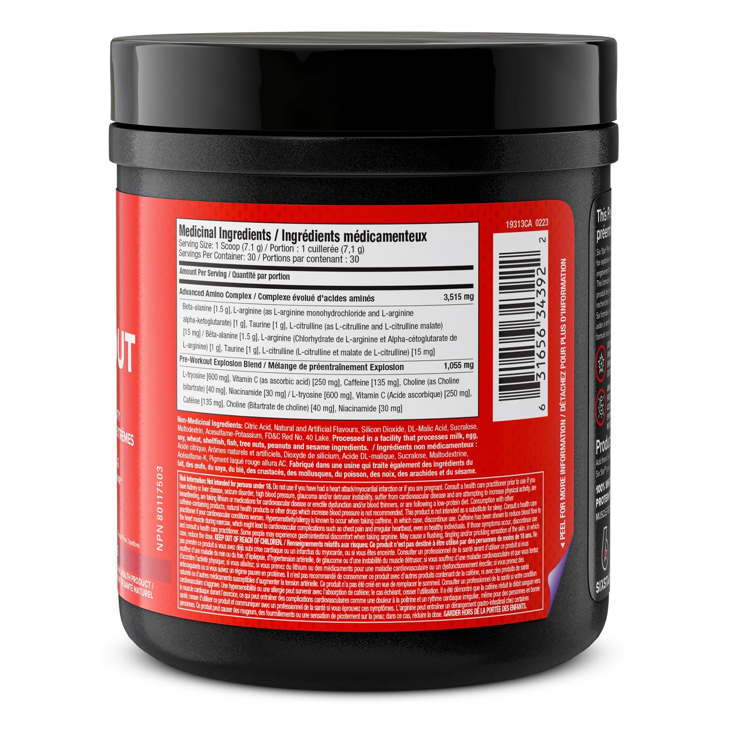Six Star Pre-Workout Explosion for Men & Women, Fruit Punch (30 Servings) Six Star