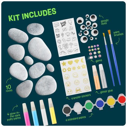 Kids Rock Painting Kit - Glow in The Dark - Arts & Crafts Christmas Gifts for Boys and Girls Ages 4-12 - Craft Activities Kits - Creative Art Toys for 4, 5, 6, 7, 8, 9, 10, 11 & 12 Year Old Kids (Glow In The Dark)