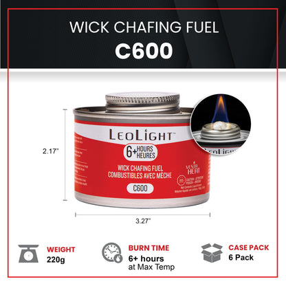 6 Pack Chafing Fuel 6 Hour Burn – Odorless, Smokeless & Spill-Proof Wick, 7.8oz Food Warmer Fuel for Chafing Dish Buffet Set & Catering Use, LeoLight - Available at All In One Marketplace Canada