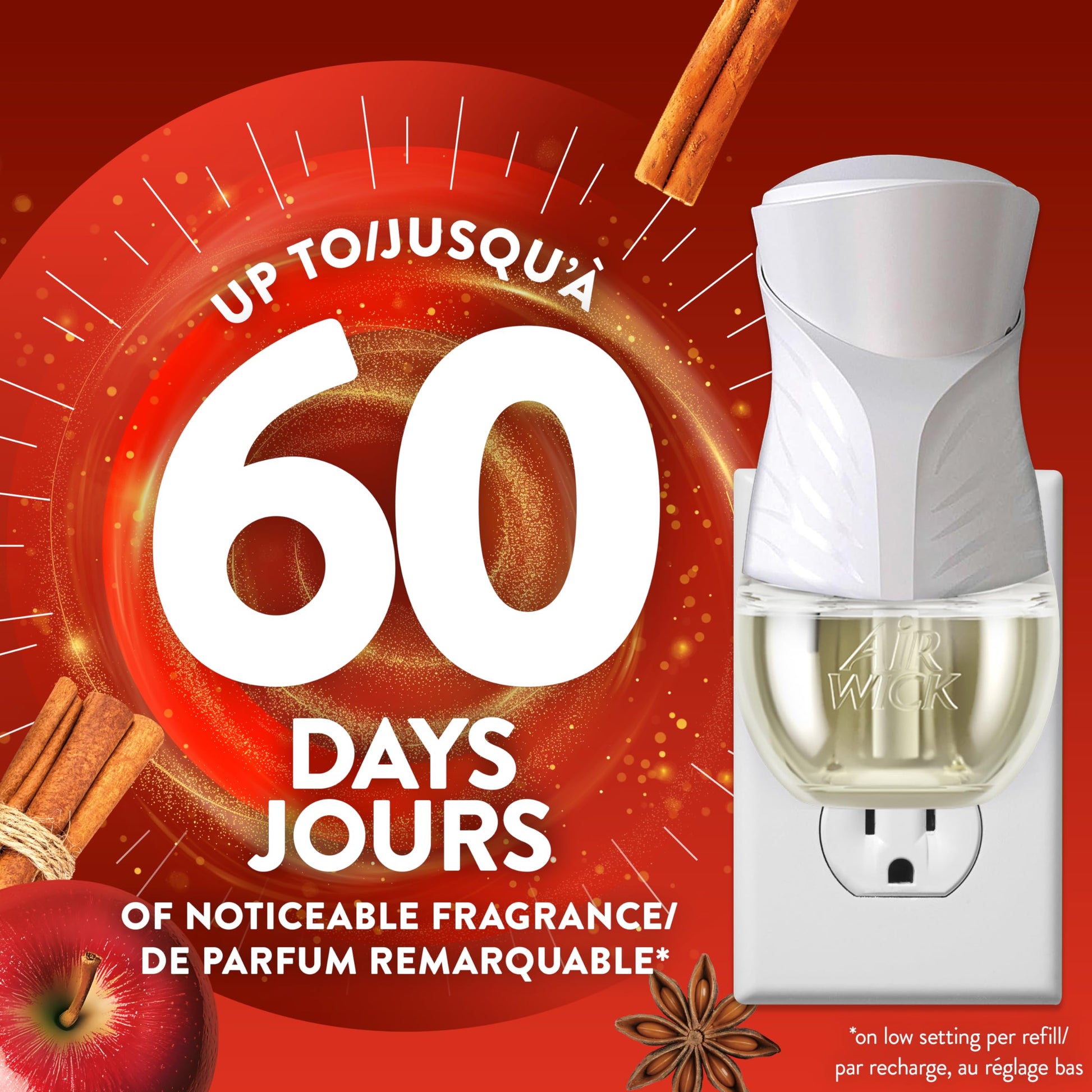 Air Wick Plug In Scented Oil Air Freshener Refills for Home – Infused with Essential Oils – 10 Count – Apple Cinnamon Scent – Mega Value Pack - Available at All In One Marketplace Canada