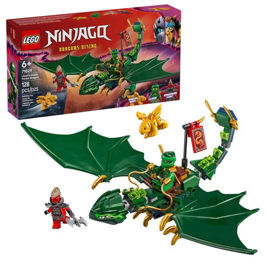 LEGO NINJAGO Lloyd's Green Forest Dragon Toy - Pretend Play Building Toy for Boys and Girls, Ages 6+ - Dragon Figurine with 2 Minifigures for Kids - Gift Idea for Birthdays - 71829