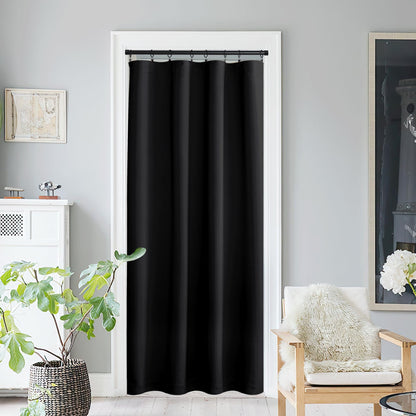 Rideaux occultants pour porte-fenêtre NICETOWN, rideaux d'Halloween pour obscurcir la pièce pour porte-fenêtre/porte vitrée, rideaux de porte fonctionnels à isolation thermique avec passe-tringle, 54 x 80 pouces, noir, 1 pièce