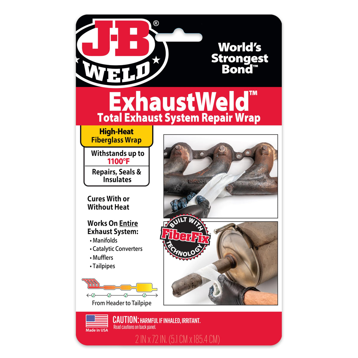 J-B Weld 38572CAN ExhaustWeld Fibreglass Repair Wrap, 2 in x 72 in Kit