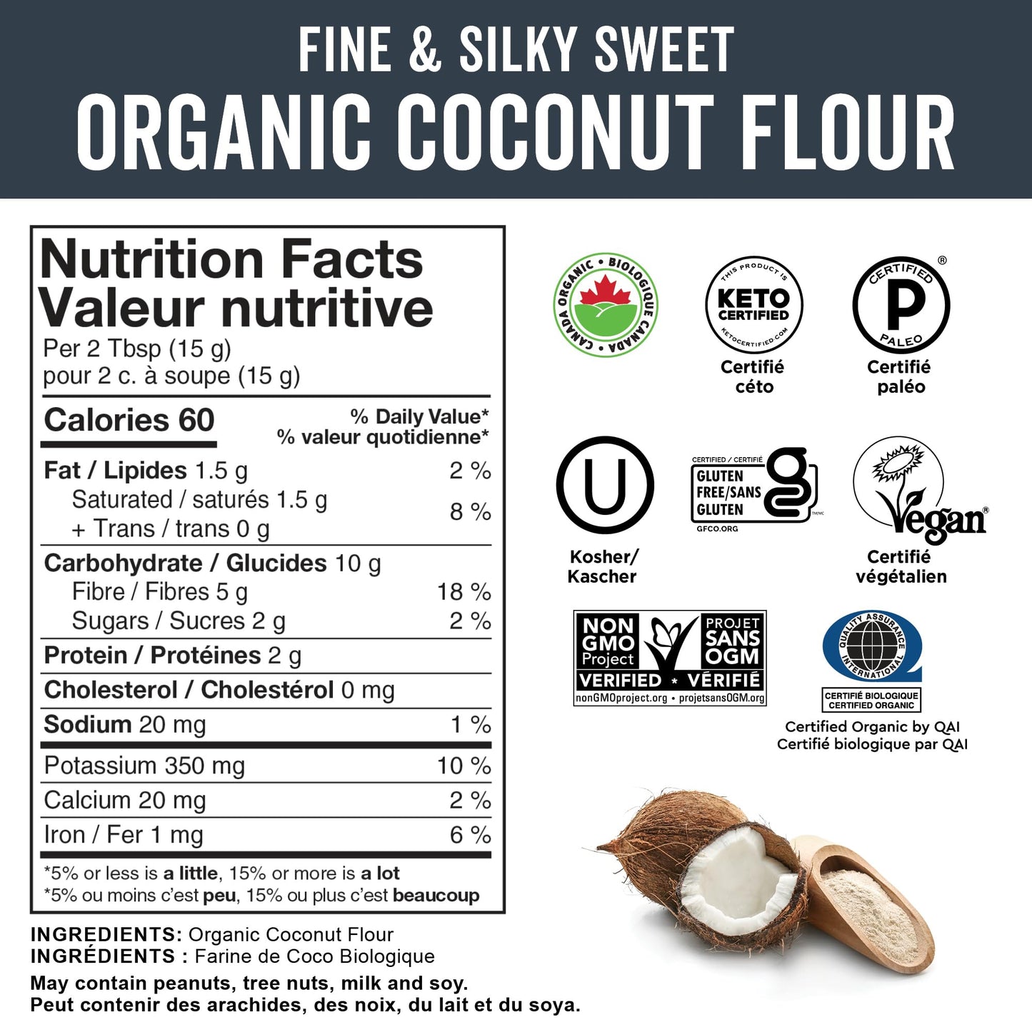 Viva Naturals Organic Coconut Flour, Gluten-Free, Unbleached & Unrefined, 4 LB Viva Naturals