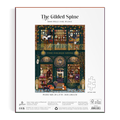 Galison The Gilded Spine Puzzle – 1000 Piece Foil Puzzle Featuring Beautiful Fall Book Storefront with Gold Detailing