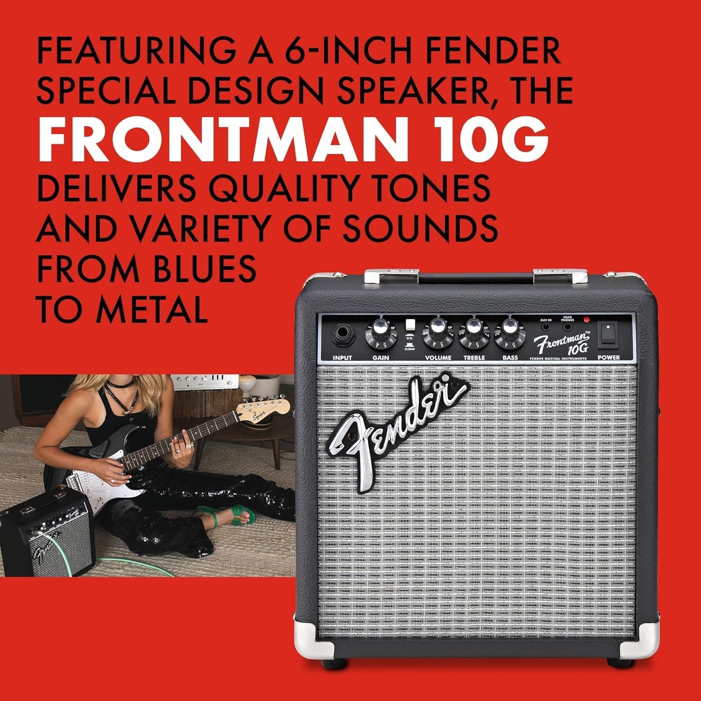 Fender Squier Debut Series Stratocaster Electric Guitar Kit, Beginner Guitar Kit, with 2-Year Warranty, with Padded Gig Bag, Frontman 10G Amp, Strap, and More, Includes Free Lessons, Black 🍁 All In One Marketplace Canada