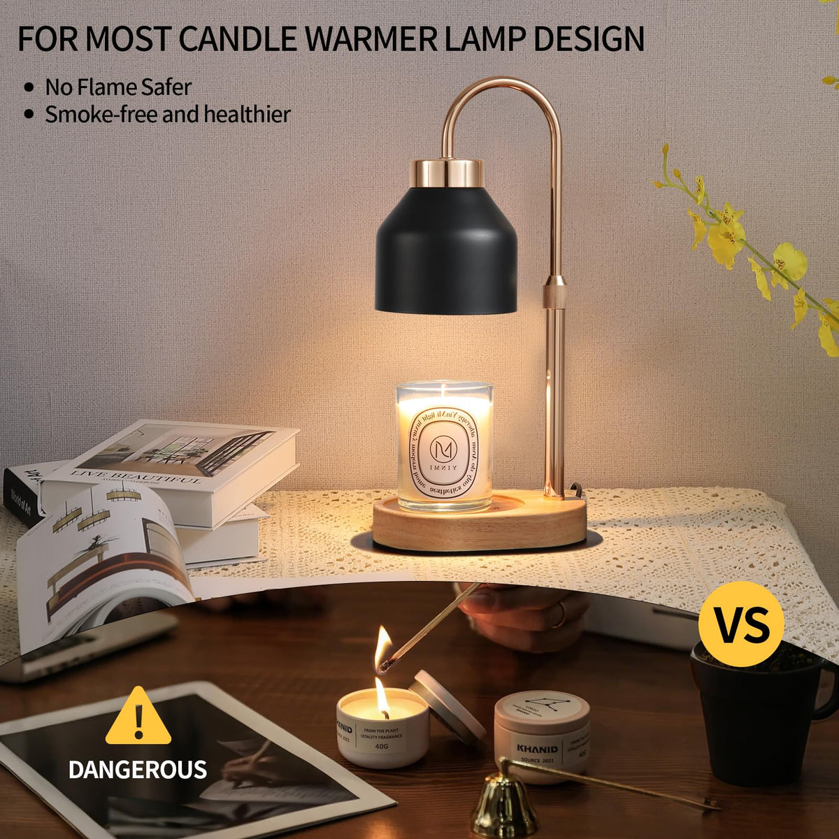 Candle Warmer Lamp,Timer,Dimmer,Adjustable Height Home Decor Electric Wax Melt Warmer with 2 Bulbs Gifts for Mom Womens Christmas Scented Jar Bedroom Living Room Decor 🍁 All In One Marketplace Canada