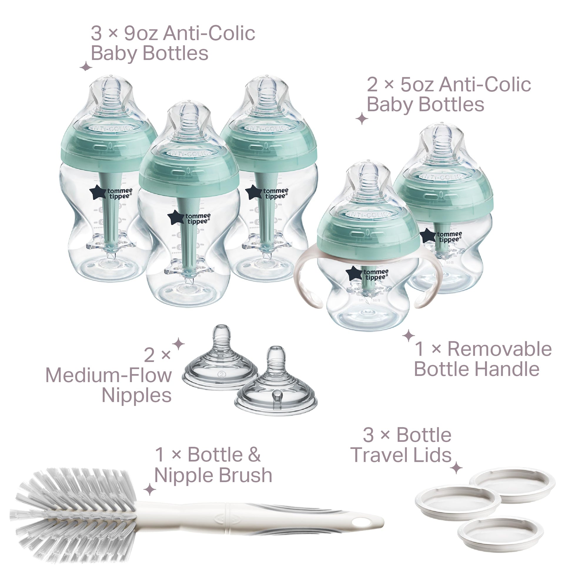 Tommee Tippee Advanced Anti-Colic Baby Bottle Set, Newborn 0m+ Tommee Tippee