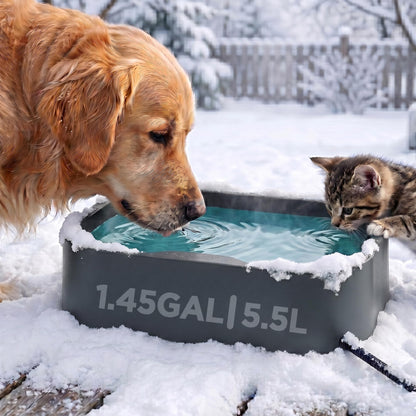 1.45Gal/5.5L Extra Large Pet Heated Water Bowl for Dog Cats Rabbit Chicken Duck Squirrel, Indoor & Outdoor Antifreezing Winter Heated Food & Water Bowl Dish, Thickened Design, BPA-Free, Plug and Play 🍁 All In One Marketplace Canada