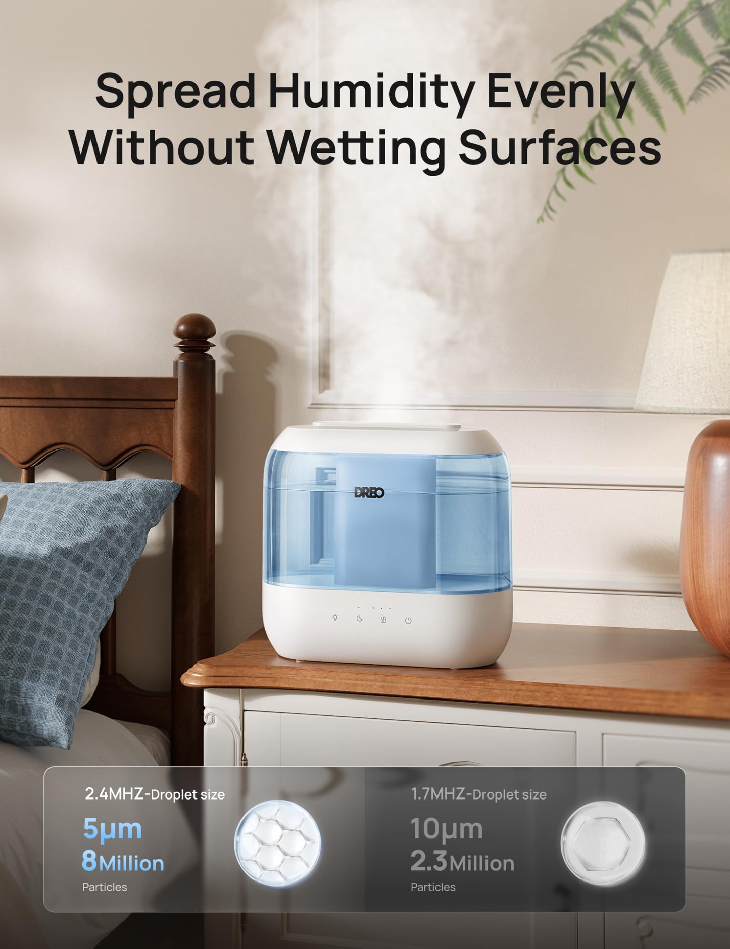 DREO 4L Humidifiers for Bedroom, 28dB Quiet Top Fill Supersized Cool Mist Humidifier for Baby Large Room, Oil Diffuser and Nightlight, 32H Runtime, Ultrasonic Humidifier for Home, Nursery, Plants 🍁 All In One Marketplace Canada