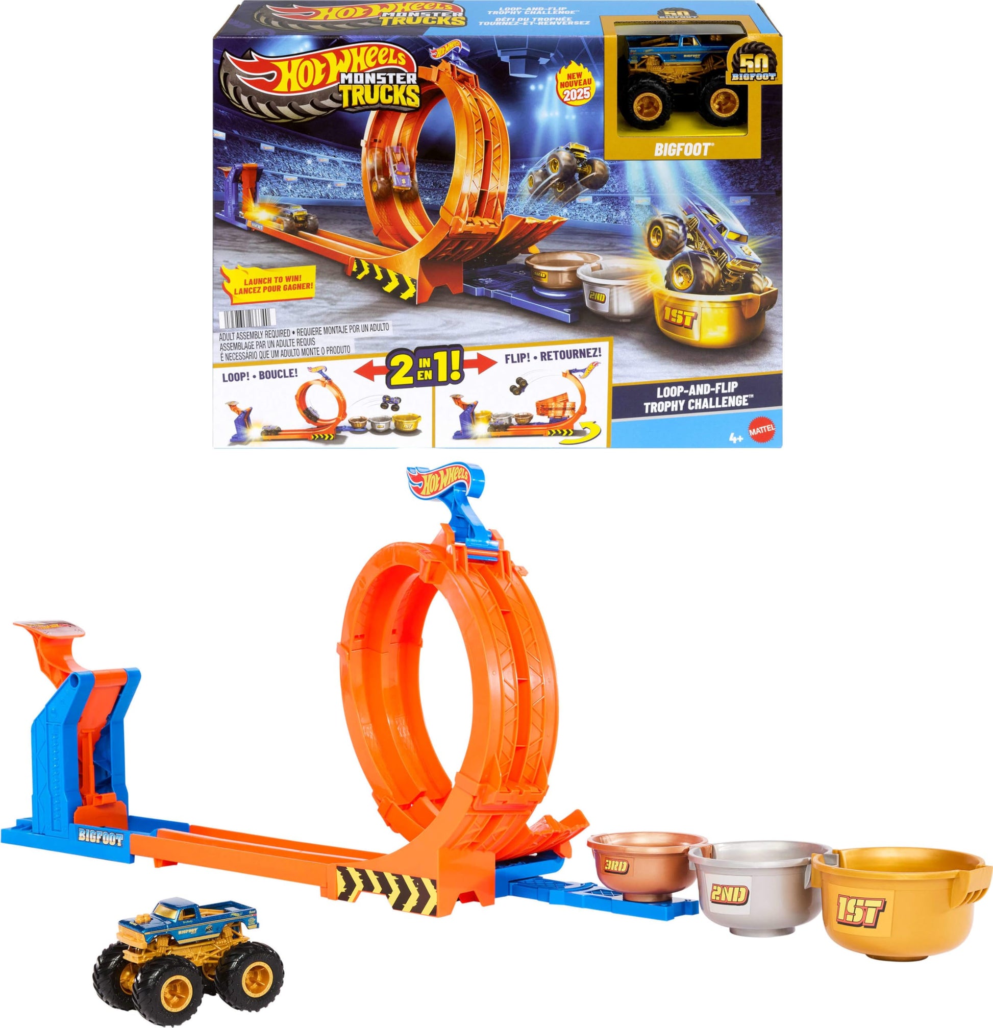 Hot Wheels Monster Trucks Loop-and-Flip Trophy Challenge Playset Hot Wheels