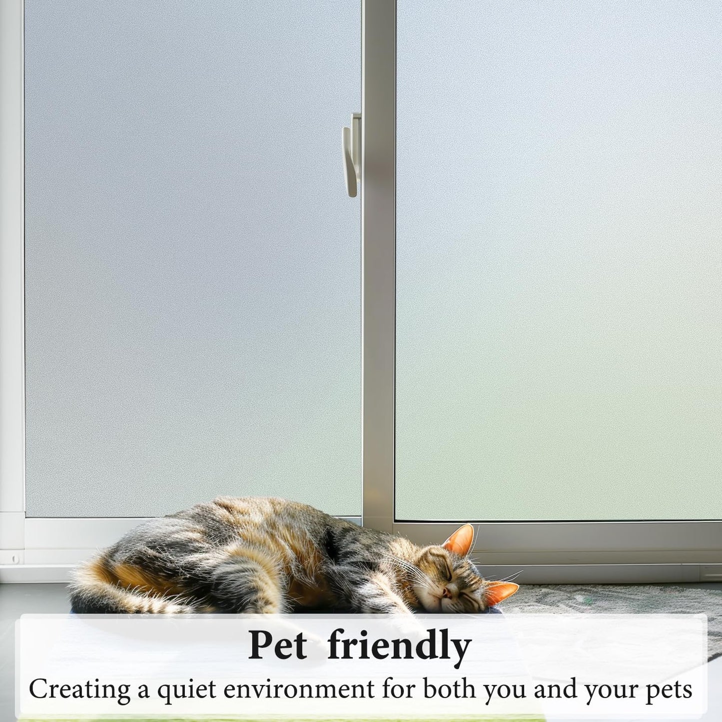 DUOFIRE Privacy Window Film Frosted Glass Film Static Cling Glass Film No Glue Anti-UV Window Sticker Non Adhesive for Privacy Office Meeting Room Bathroom Living Room, Pure Frosted 44.3 x 200cm