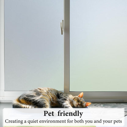 DUOFIRE Privacy Window Film Frosted Glass Film Static Cling Glass Film No Glue Anti-UV Window Sticker Non Adhesive for Privacy Office Meeting Room Bathroom Living Room, Pure Frosted 44.3 x 200cm