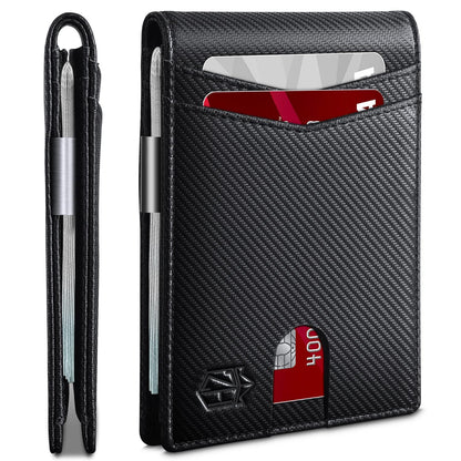 Zitahli Slim RFID Wallets for Men, Money Clip Bifold Leather Wallet Minimalist Mens Wallet with ID Window and 12 Card Slots Gift Box