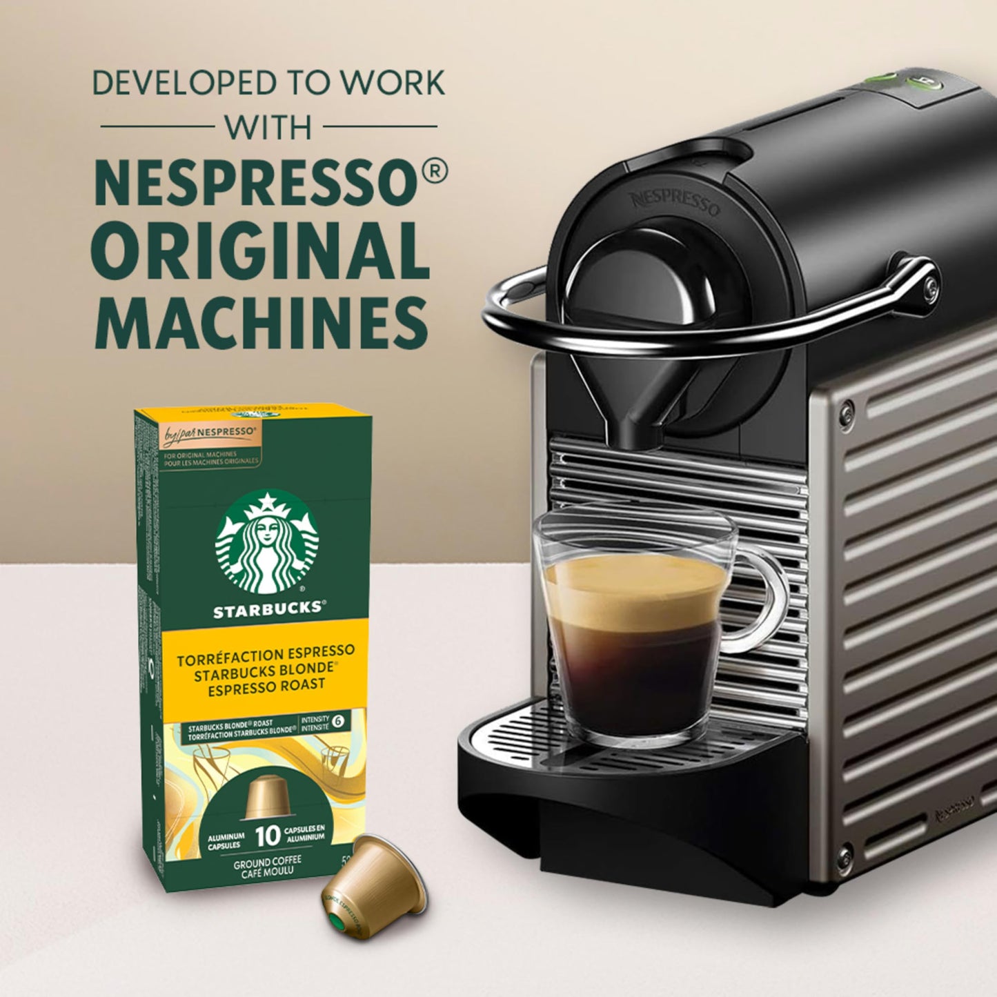 Starbucks by Nespresso Blonde Espresso Roast Coffee Capsules – Original Line Compatible, 50 Pods (5 Sleeves of 10)