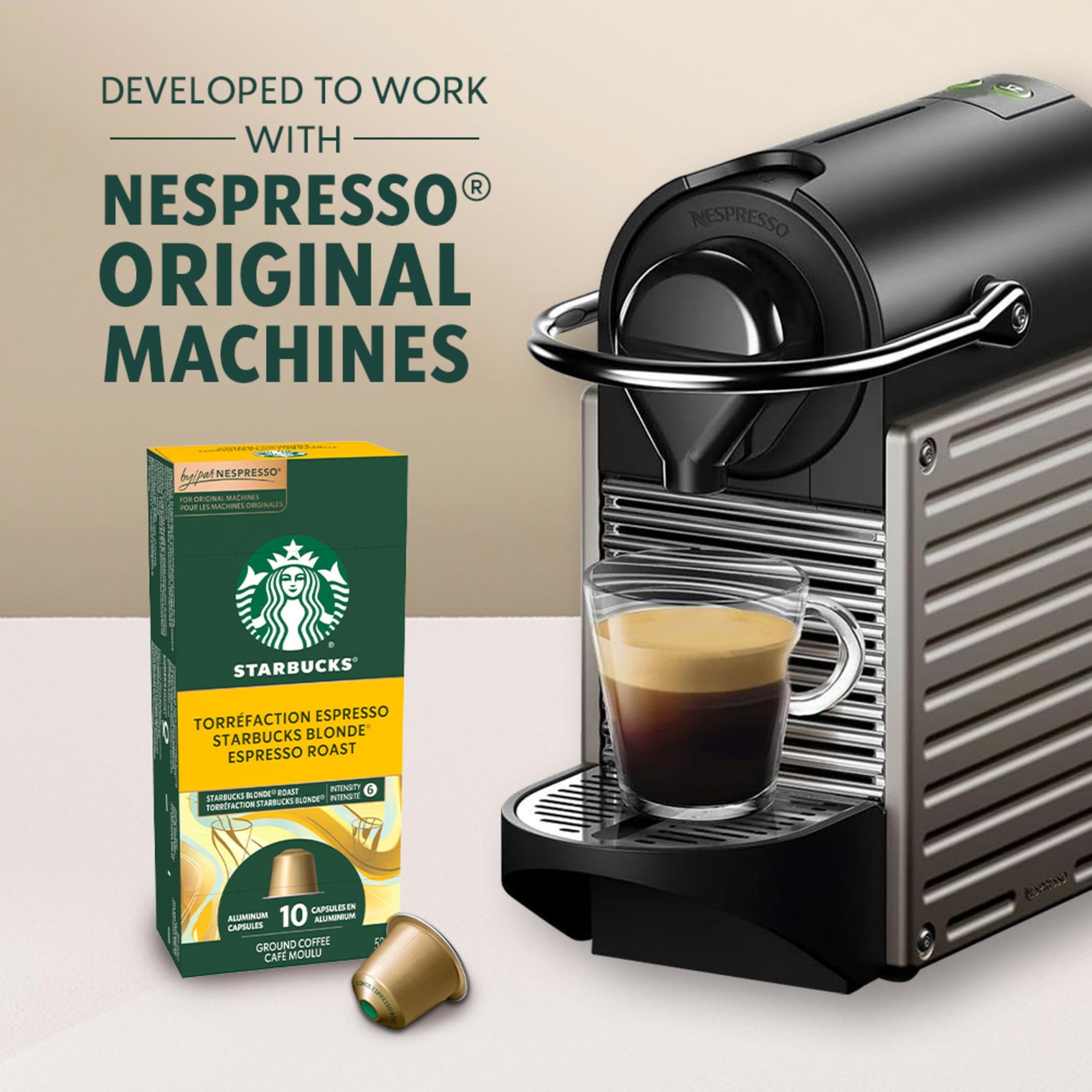Starbucks by Nespresso Blonde Espresso Roast Coffee Capsules – Original Line Compatible, 50 Pods (5 Sleeves of 10)
