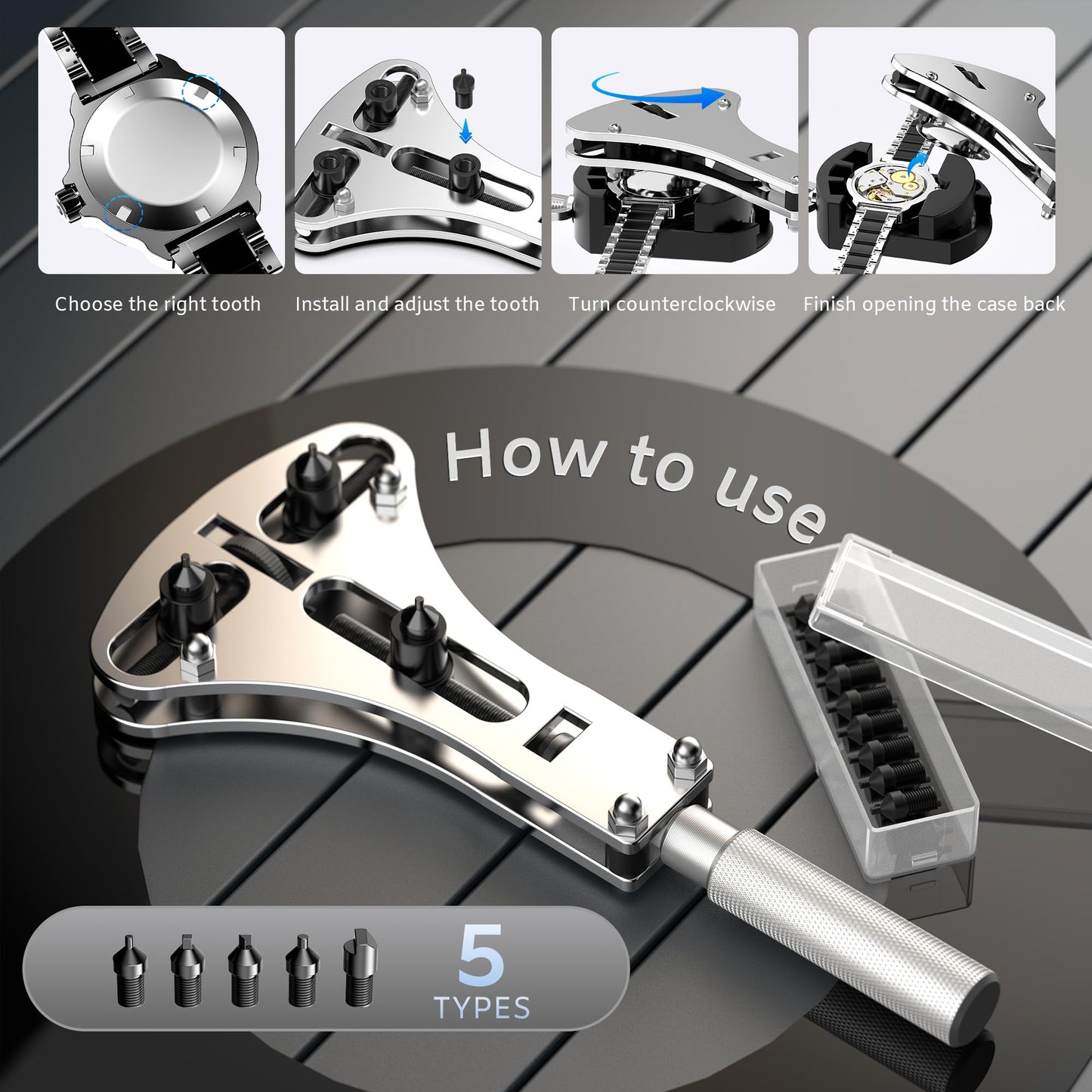JOREST Watch Repair Tool Kit, Battery Replacement, Strap Adjustment, Bracelet Pin Removal, Band Link Remover, Resizing Tool, Wrench Opening Cover, Case Back Opener, Screwdriver, Spring Bar - Available at All In One Marketplace Canada
