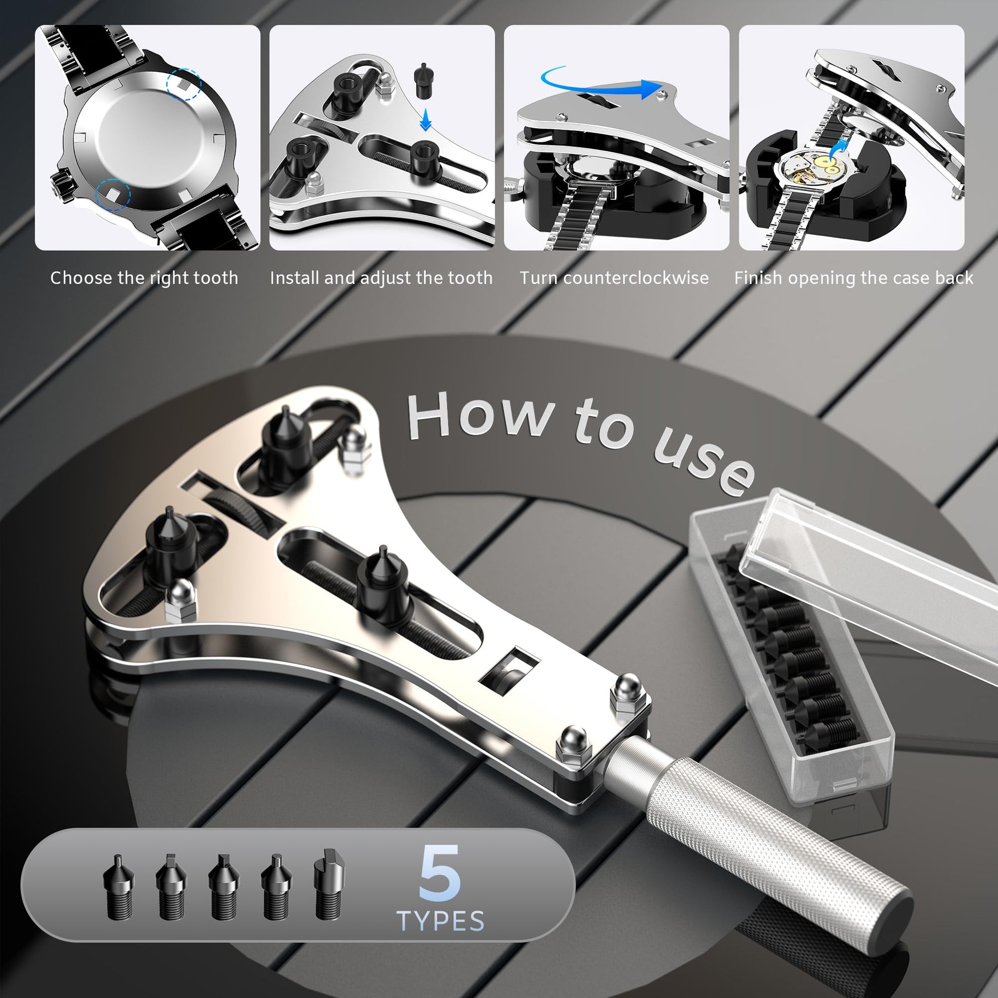 JOREST Watch Repair Tool Kit, Battery Replacement, Strap Adjustment, Bracelet Pin Removal, Band Link Remover, Resizing Tool, Wrench Opening Cover, Case Back Opener, Screwdriver, Spring Bar - Available at All In One Marketplace Canada
