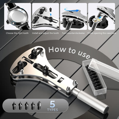 JOREST Watch Repair Tool Kit, Battery Replacement, Strap Adjustment, Bracelet Pin Removal, Band Link Remover, Resizing Tool, Wrench Opening Cover, Case Back Opener, Screwdriver, Spring Bar - Available at All In One Marketplace Canada