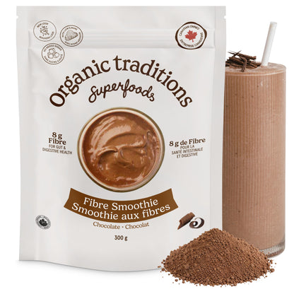 Organic Traditions Fibre Smoothie Chocolate Powder Blend, Superfood, 10.6oz