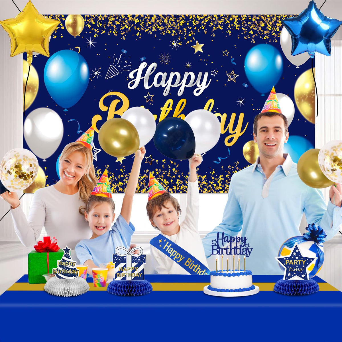 YeohJoy Birthday Decorations Navy Blue Gold 35Pcs Party Supplies 🍁 All In One Marketplace Canada