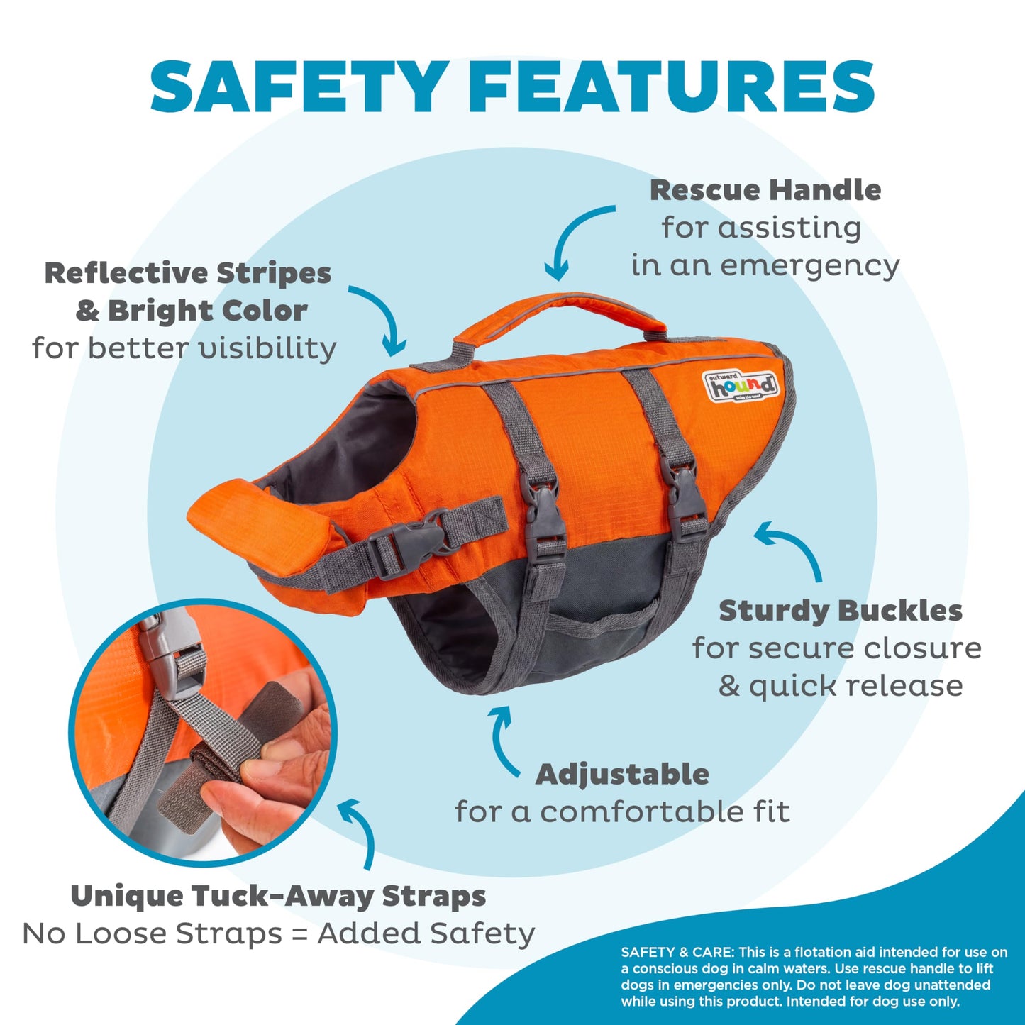 Outward Hound Granby Splash Dog Life Jacket with Handle, Reflective Floating Vest for Swimming & Boating, Maximum Buoyancy, All Skill Levels, Small Dogs & Puppies (16–20" Girth), Orange, Small