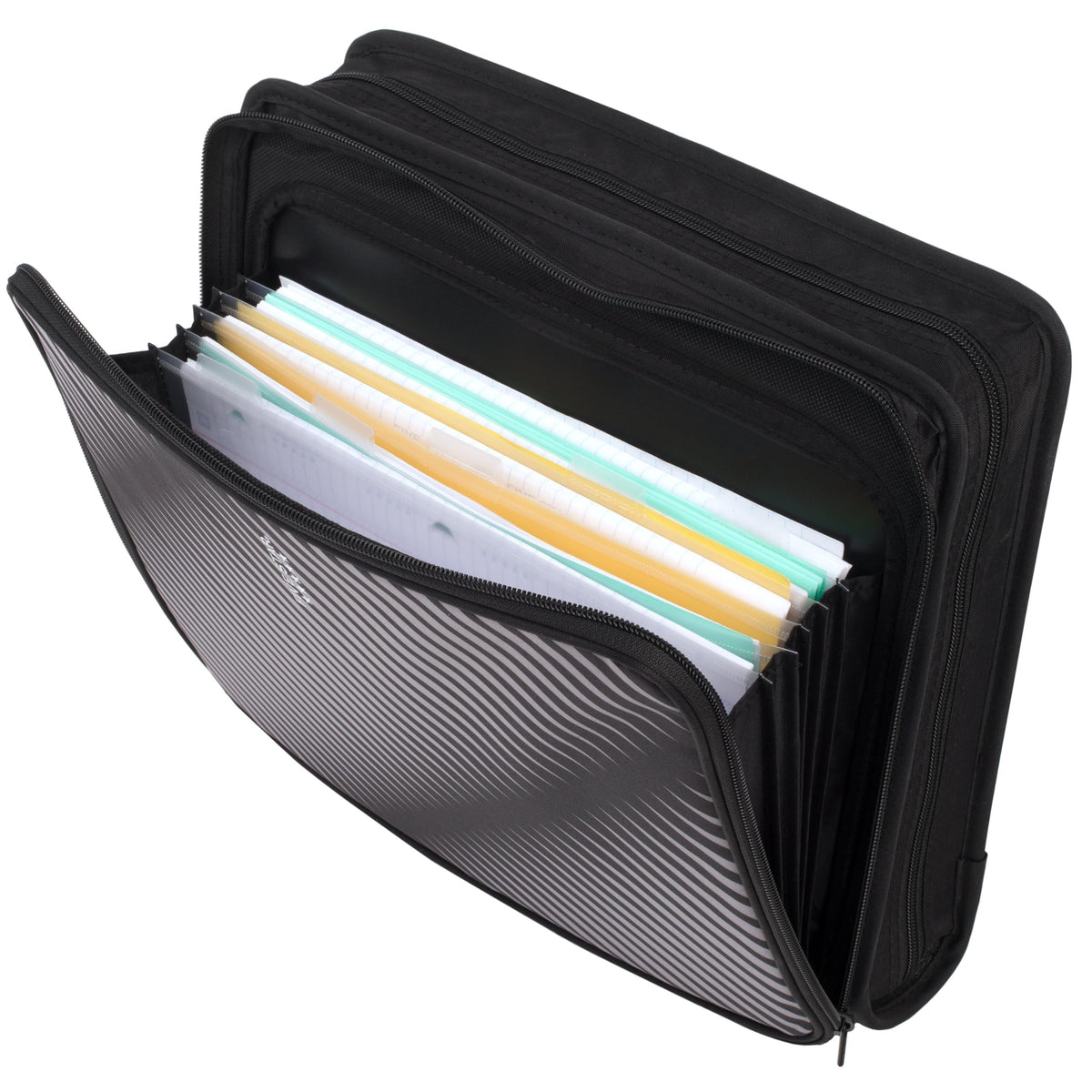 Five Star Zipper Binder, 2 Inch 3 Ring Binder, 6-Pocket Expanding File, Durable, Black (72536)