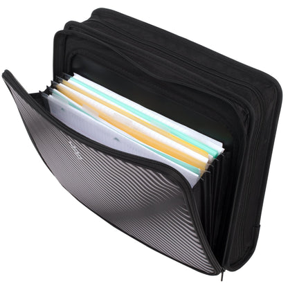 Five Star Zipper Binder, 2 Inch 3 Ring Binder, 6-Pocket Expanding File, Durable, Black (72536)