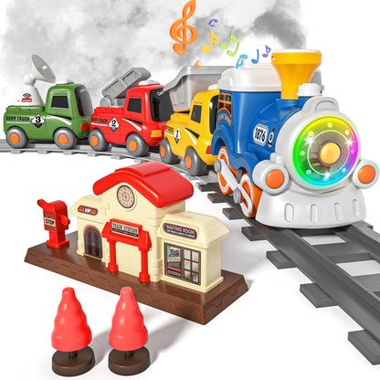 MORECOLL Train Set for Toddlers w/Steam, Music & Lights - First Choo Choo Train for Toddlers, Electric Train Set for Kids, Magnetic Train Toys, Christmas Birthday Gifts for Boys Girls 🍁 All In One Marketplace Canada