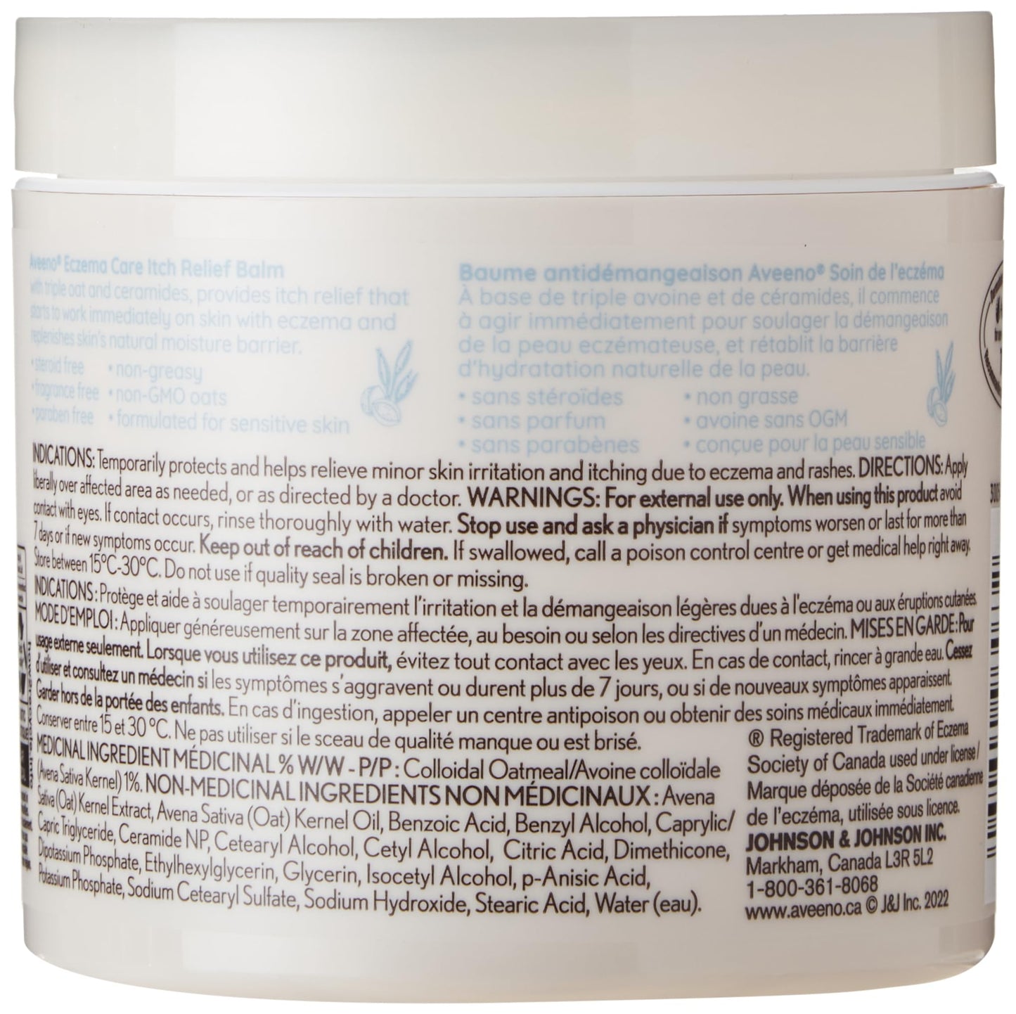 Aveeno Eczema Care Itch Relief Balm, Colloidal Oatmeal Eczema Cream for Instant Itchy Skin Relief, Intense Moisturizing Balm for Sensitive, Eczema-Prone Skin, Steroid- & Fragrance-Free, 311g - Available at All In One Marketplace Canada